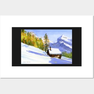 Swiss mountain chalet Posters and Art